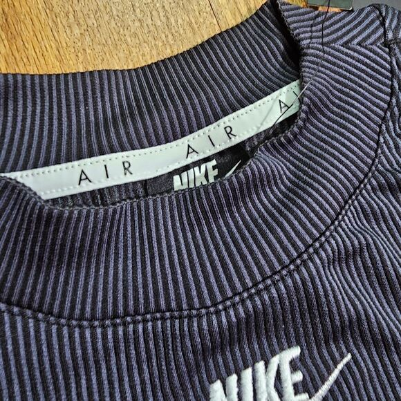 Nike Air Rib Cropped Tank Top Black Grey White Size Large L CZ9341 010 Slim Fit - Picture 12 of 16